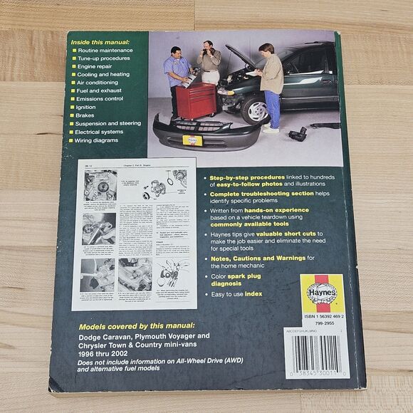 Repair Manual Haynes 30011 Dodge Caravan 1996 Thru 2002 Plymouth Voyage Chrysler - Picture 3 of 4